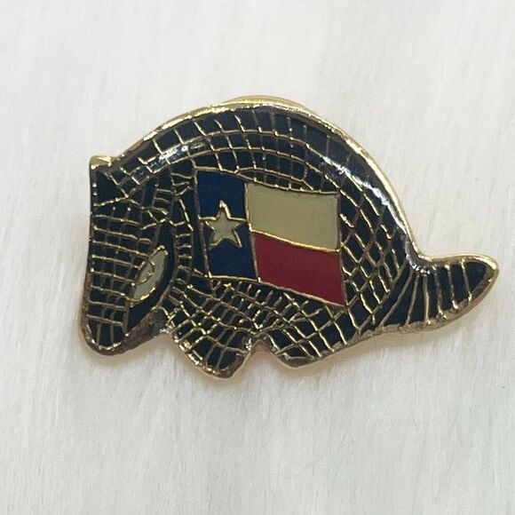 🔮 5/$25‎ Vintage Texas Flag Armadillo Pin - Picture 1 of 2